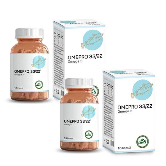 Anti OmePro® 3322 Omega 3 Balık Yağı(Trigliserit ) 90 Kap x 2 Adet