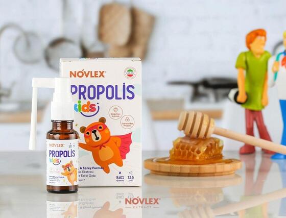 Novlex Propolis Kids Ekstrakt (Su Bazlı-Alkolsüz) Böğürtlen Aromalı Sprey & Damla Takviye Edici Gıda 20ml