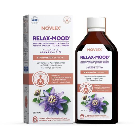 Novlex Relax-Mood Sarı Kantaron (St. John’s Wort), Passiflora, Kediotu (Valerian), Melisa, L-Teanin, 5-HTP, Rhodiola, Şizandra ve Piperin Ekstraktı (E
