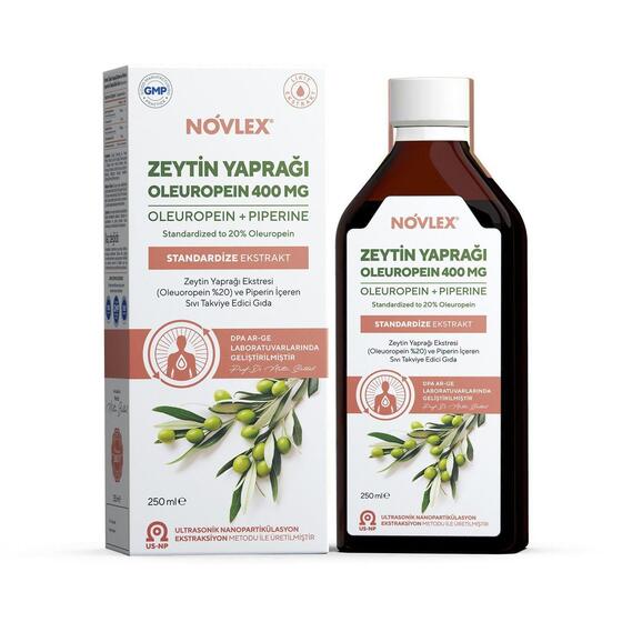 Novlex Zeytin Yaprağı - Oleuropein ve Piperin Ekstraktı (Ekstresi) İçeren Takviye Edici Gıda 250 ml