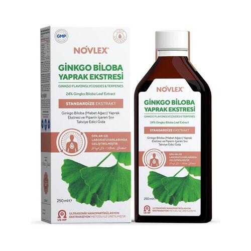 Novlex Ginkgo Biloba (Mabet Ağacı) ve Piperin Ekstraktı (Ekstresi) İçeren Sıvı Takviye Edici Gıda 250 ml